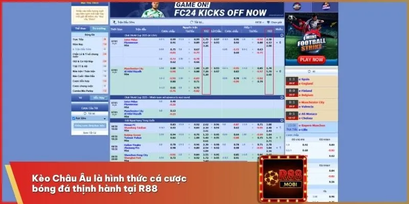 Kèo Châu Âu là hình thức cá cược bóng đá thịnh hành tại R88