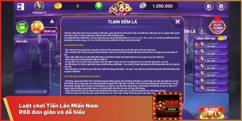 Luật chơi Tiến Lên Miền Nam R88 đơn giản và dễ hiểu